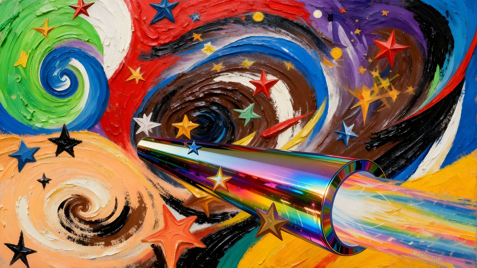 Sleek Rainbow Cylinder with Vortex Exhaust