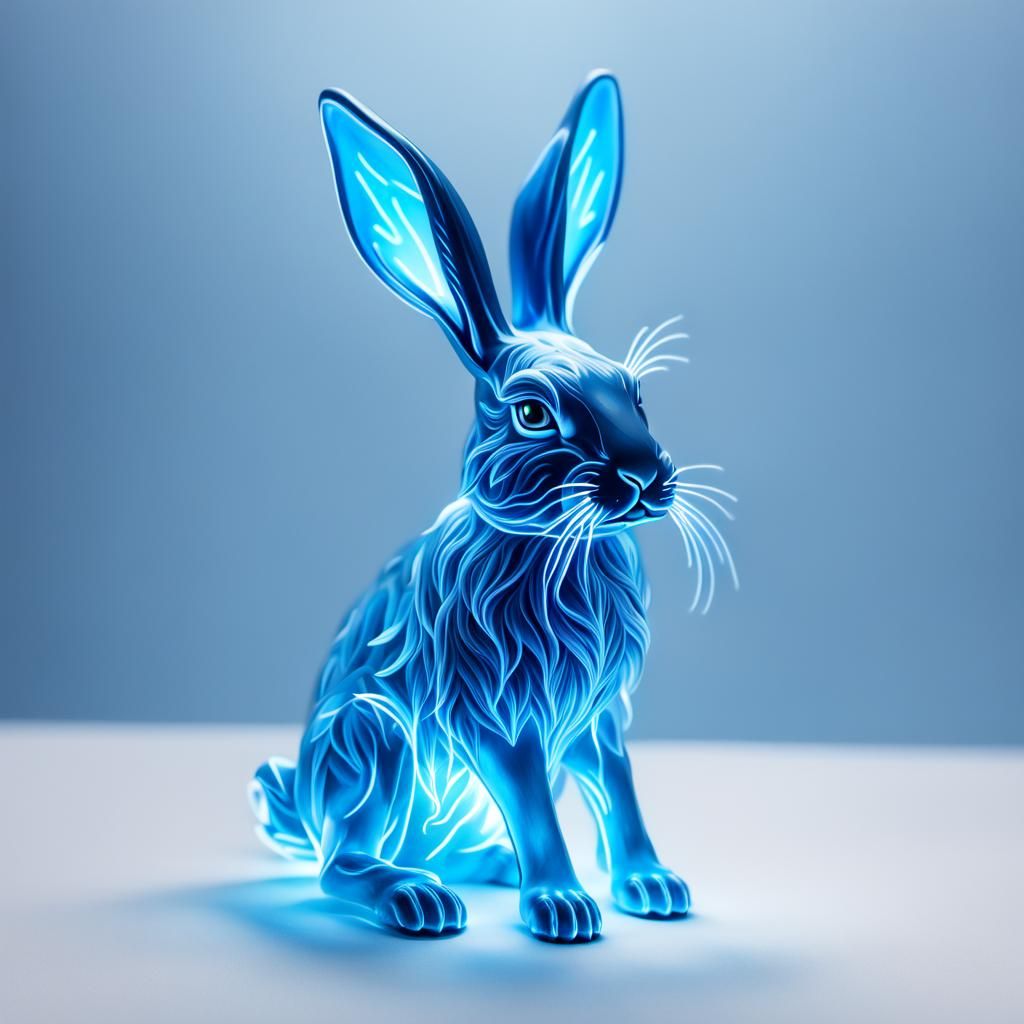 Ethereal Rabbit Patronus with Blue Glow