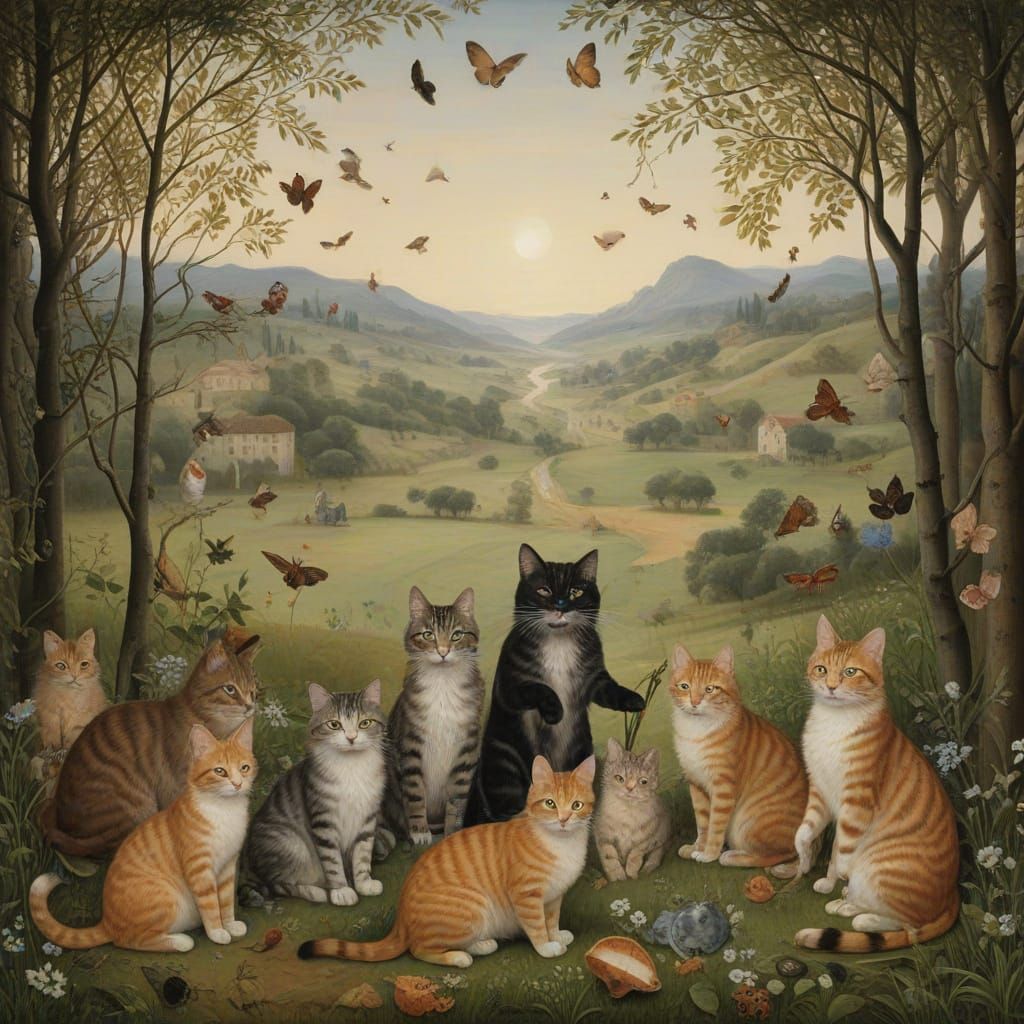 Cats Sing Strange Melodies in Misty Fields