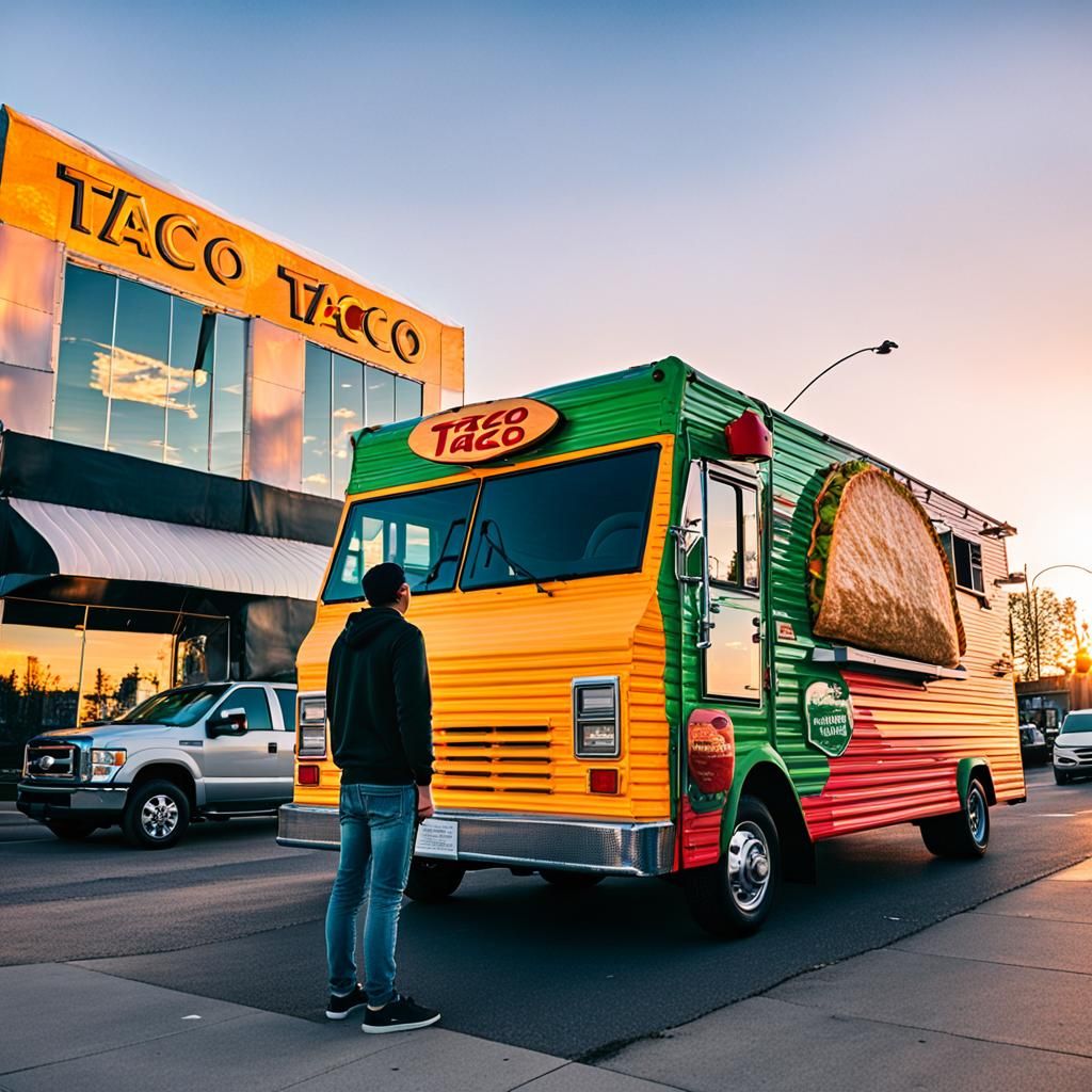 Giant Taco Truck Sunset in Edmonton