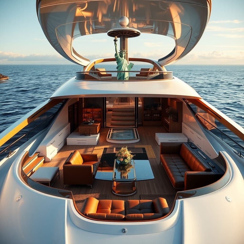 Luxury Yacht with Statue of Liberty View