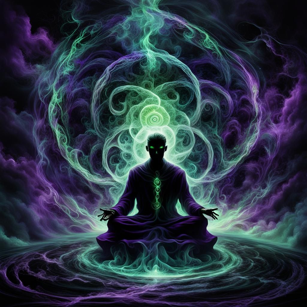 Dark Spirit Absorbing Energy in Surreal Style