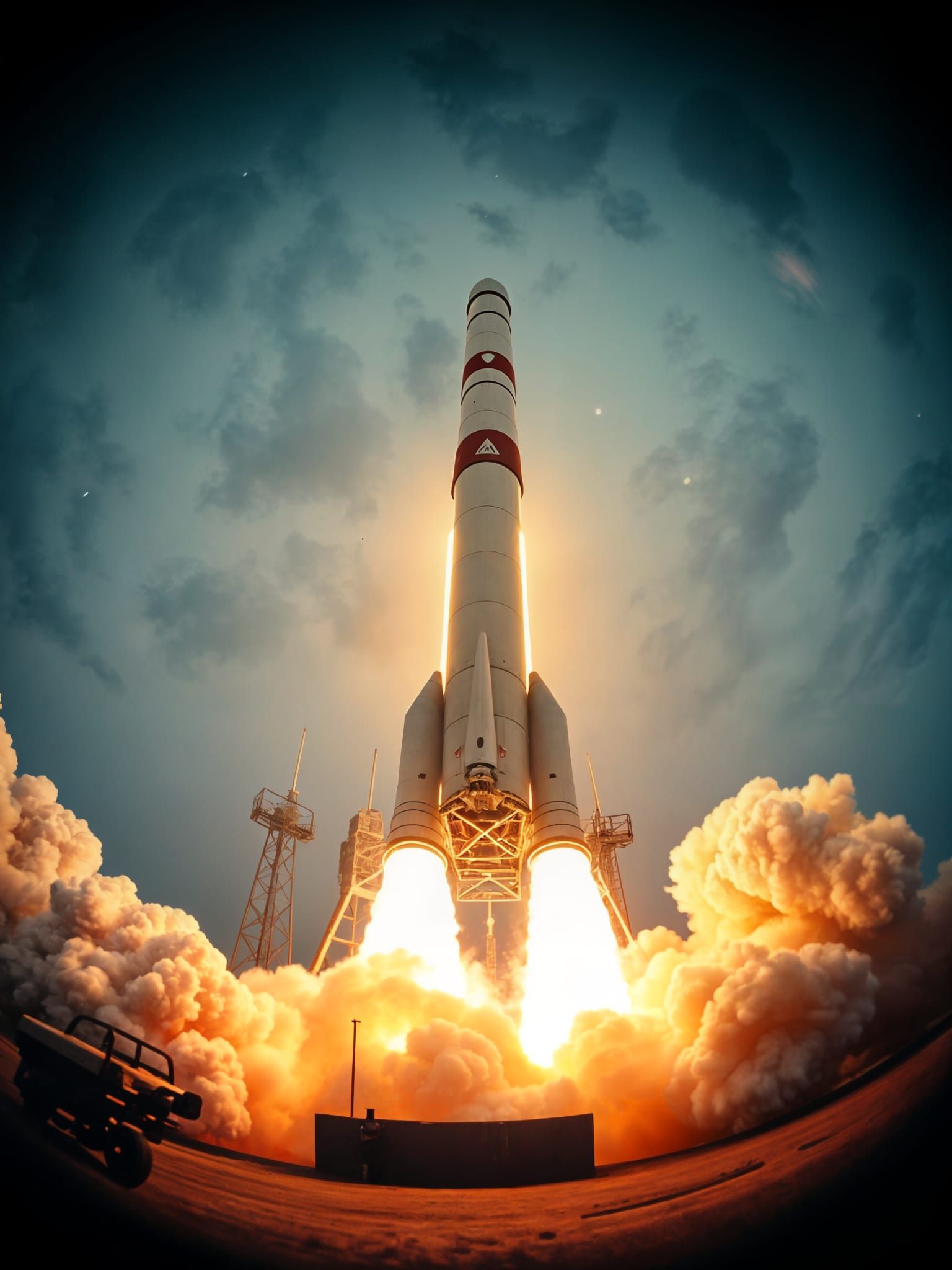 Apollo 11 Rocket Launch: Fisheye Close-Up