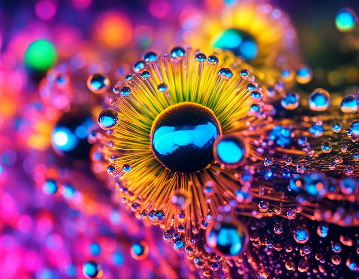 Vibrant Macro Photography with Neon Reflections