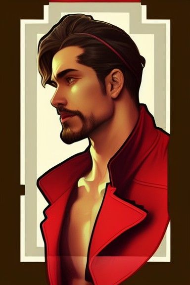 Cajun Man Portrait in Art Nouveau Style