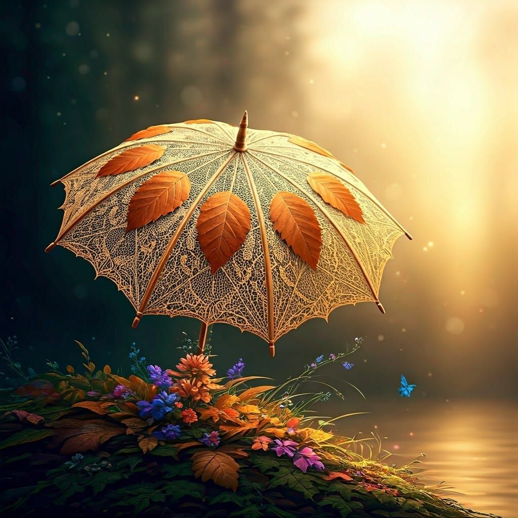 Dreamy Fall Leaf Umbrella in Enchanted Forest Style