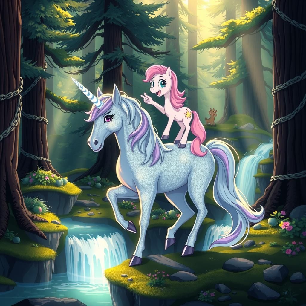 In the whimsical world of Gravity Falls, a majestic unicorn ...
