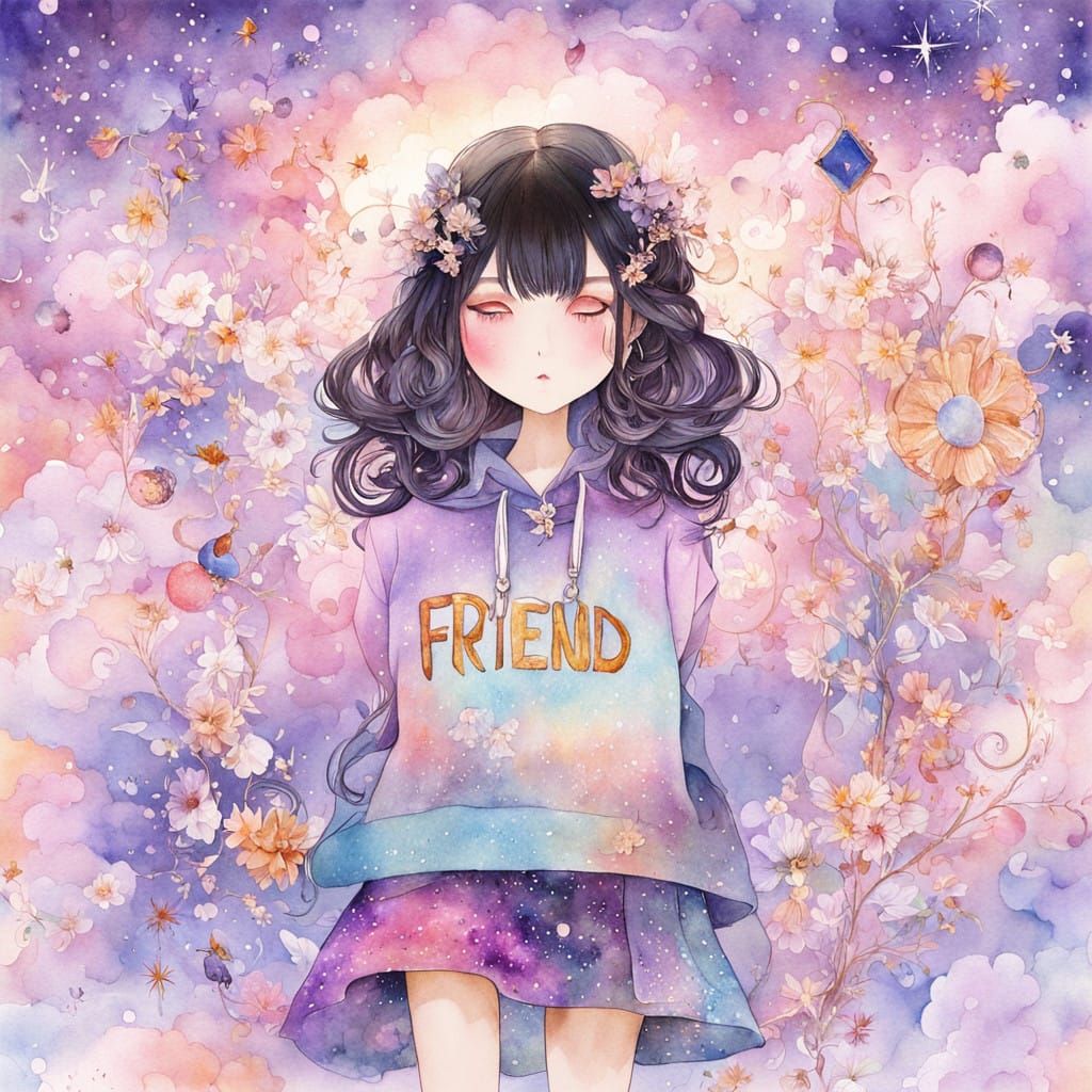 Dreamy Galaxy Girl with a Heartfelt Question