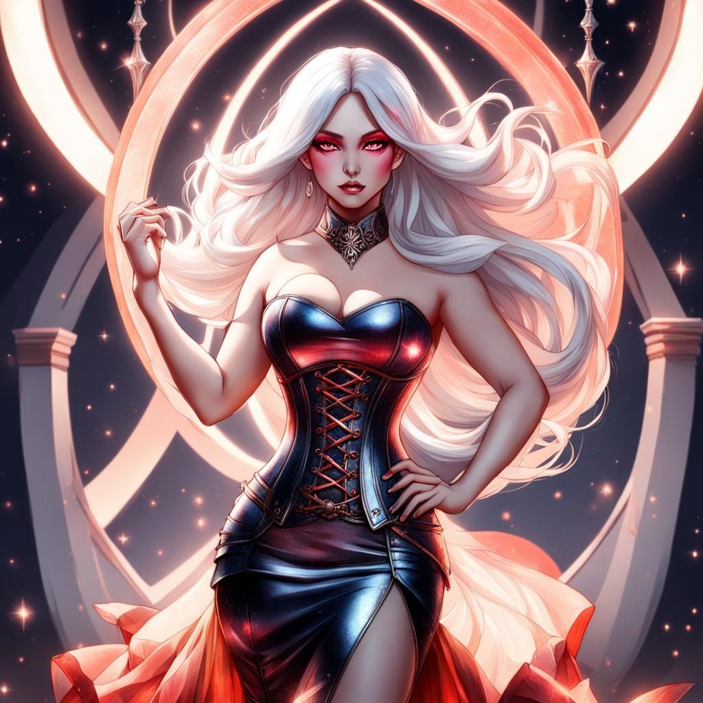 Beautiful Astral Elf Woman in Corset Dress