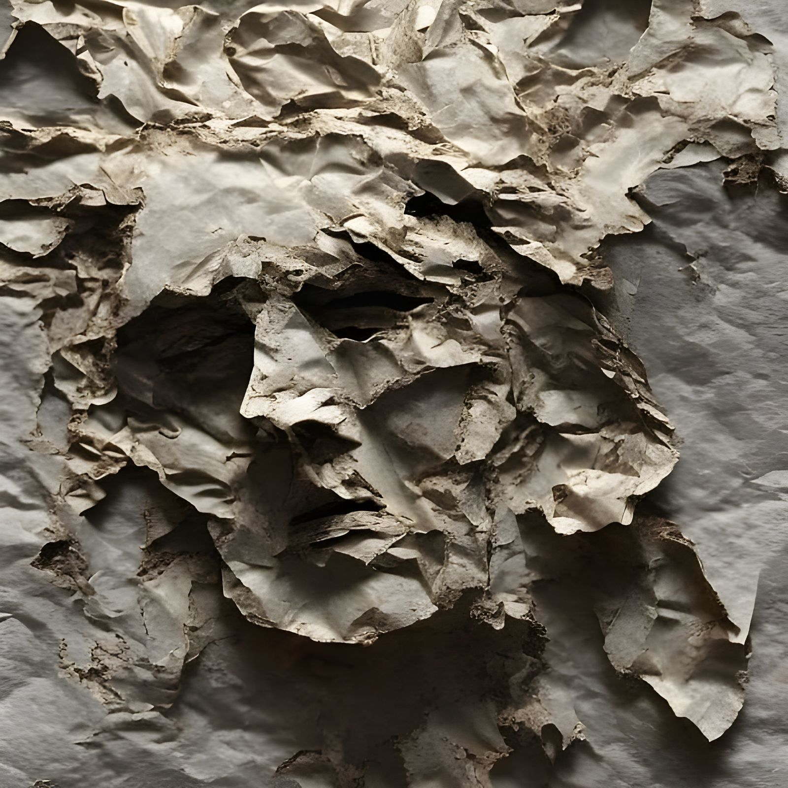 Intricate Paper Face with Spilled Ink