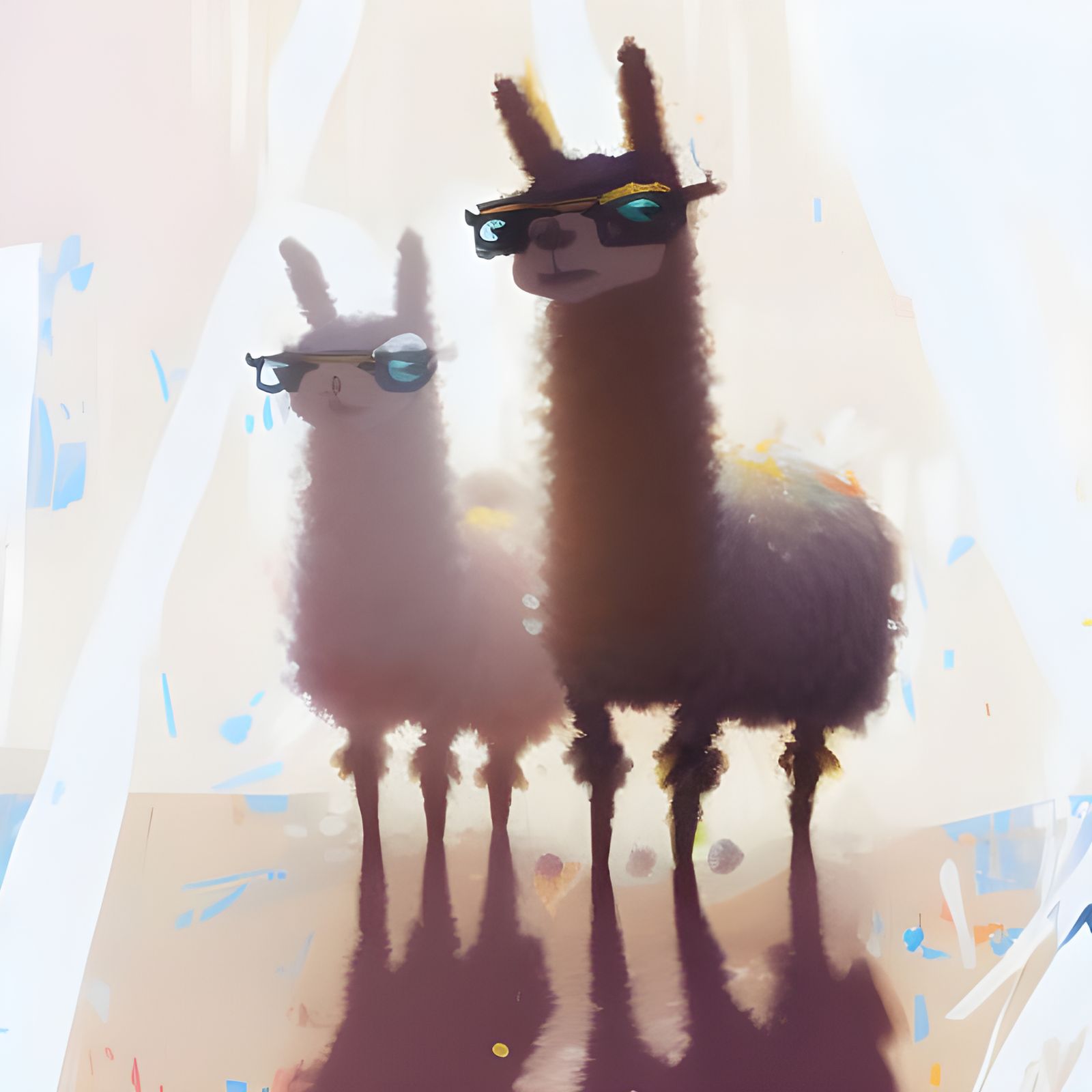 Cute Llama Portrait in Romantic Expressionist Style