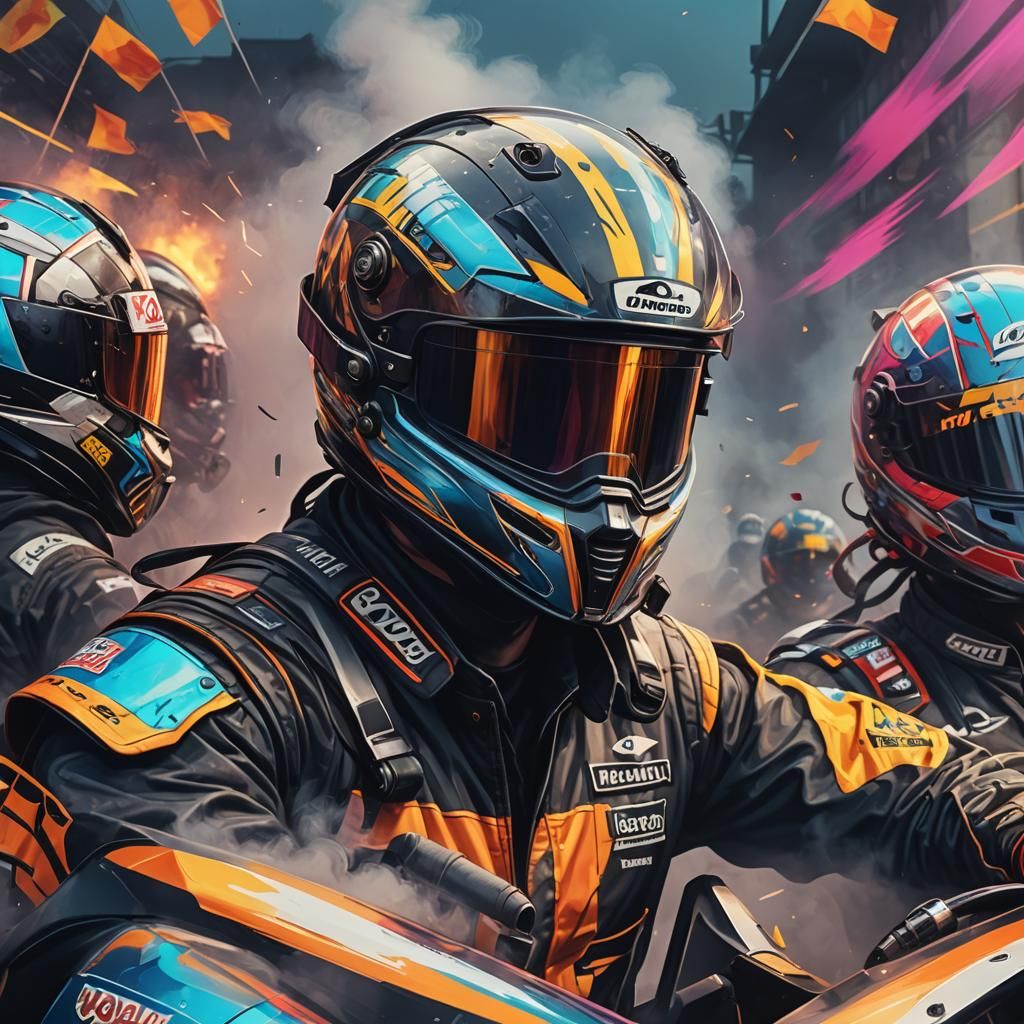 Racing Driver Speedway Art in Metallic Textures