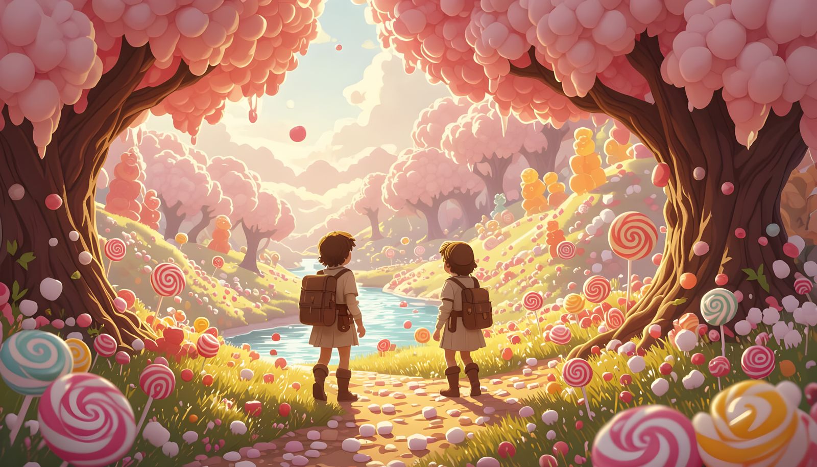 Fantasy Art: Adventurers Discover Candy World Portal