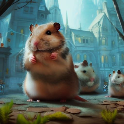 Hamster Detective in Detailed Matte Painting