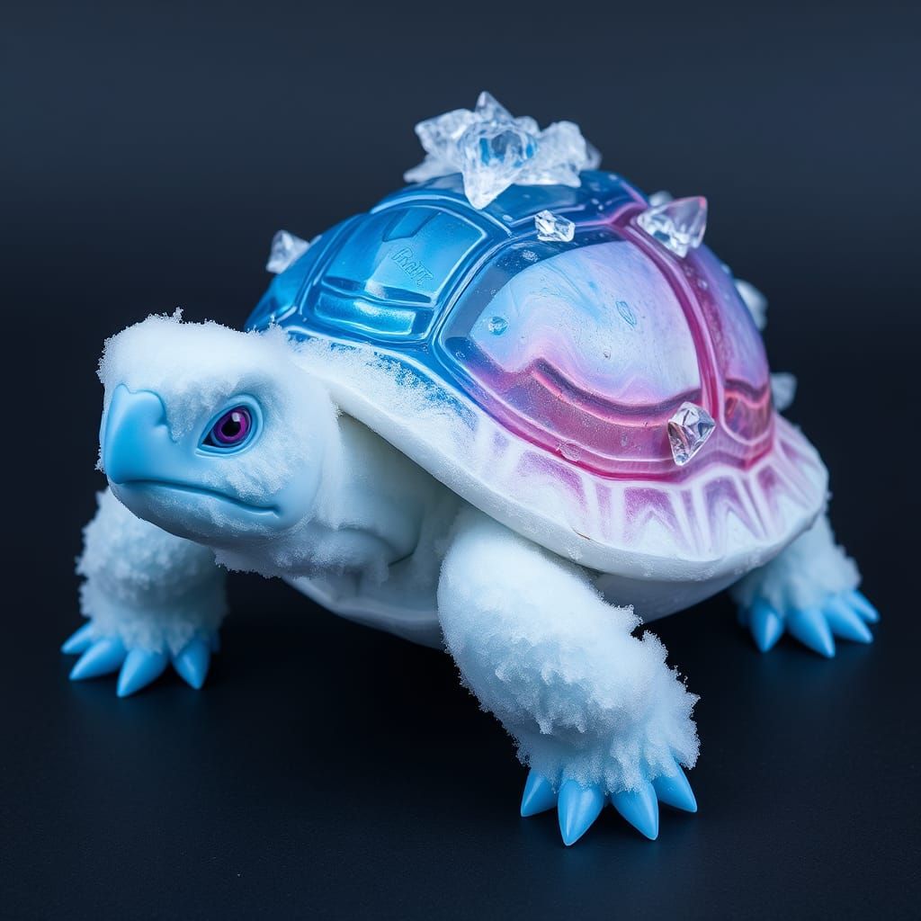 Snow Tortoise with Crystal Shell, Realistic Photo