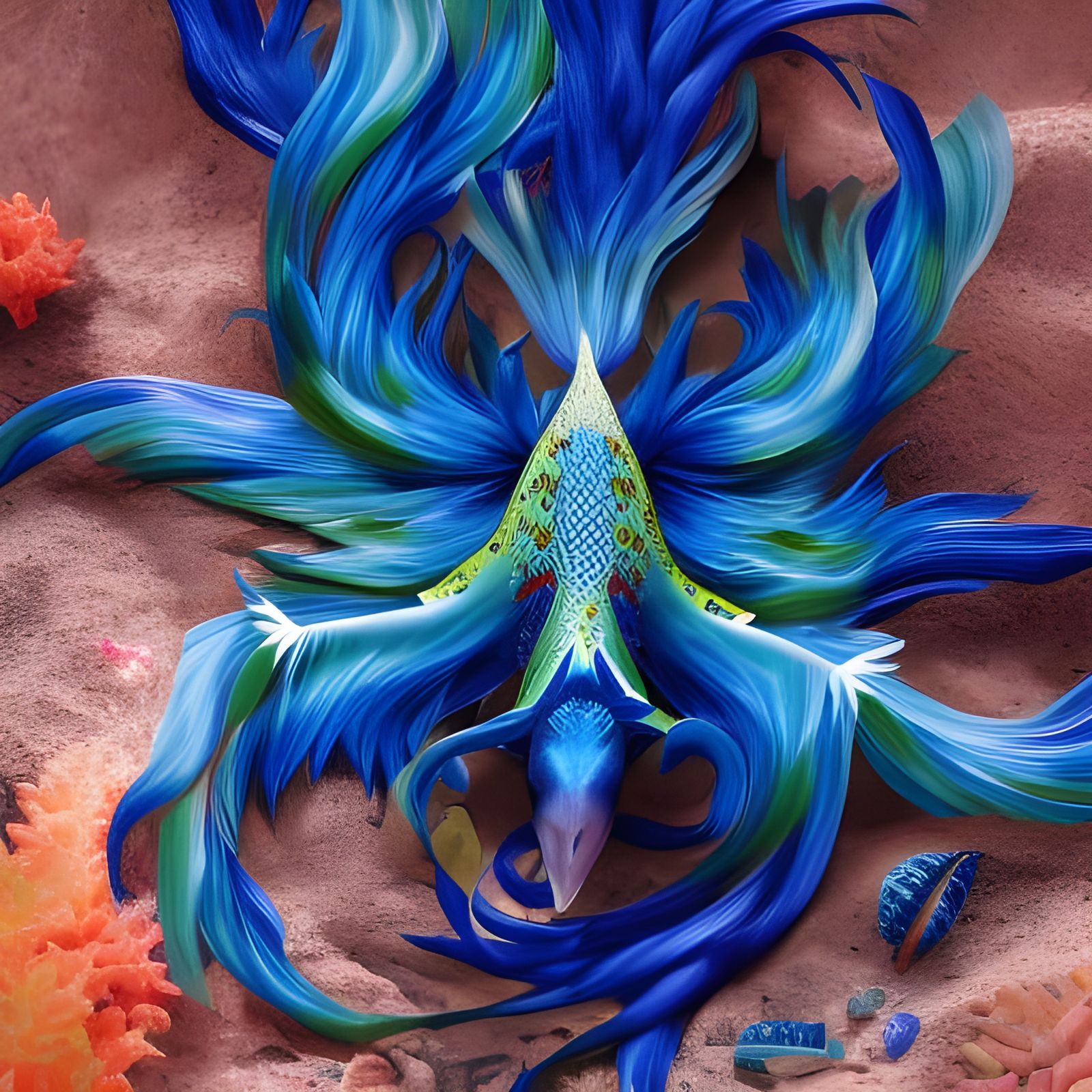 Realistic Glaucus Atlanticus in Bioluminescent Underwater Sc...