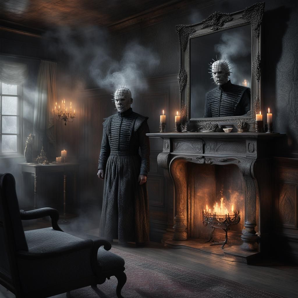 Smoky Pinhead Apparition in Antique Mirror