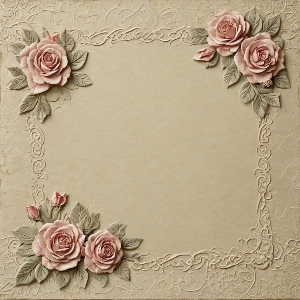 Embossed Roses on Textured Paper Border