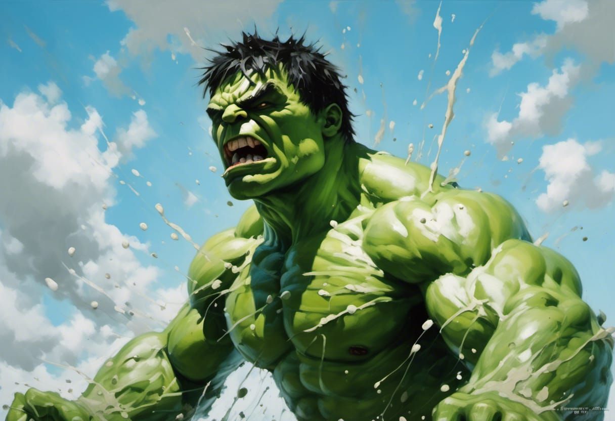 Incredible Hulk Splatter Oil Portrait