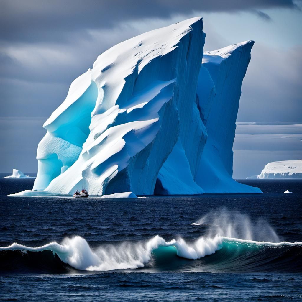 Phallic Iceberg off Newfoundland in Cold Atlantic Ocean