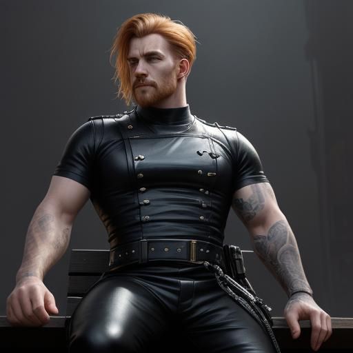 Ginger Man in Leather: Dark Fantasy Concept Art
