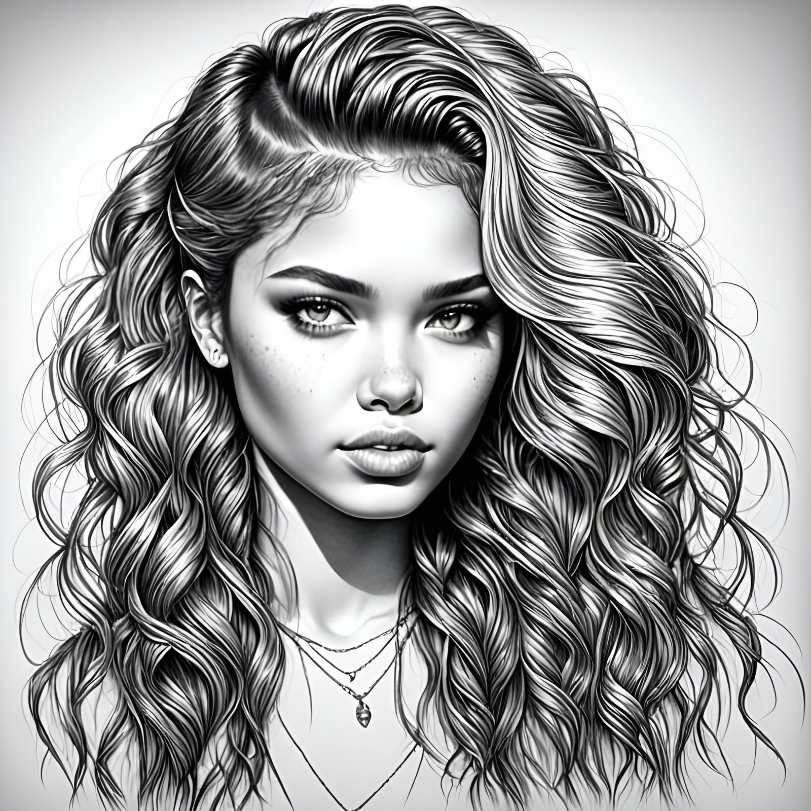Women's Hairstyles Grayscale Coloring Book Portrait