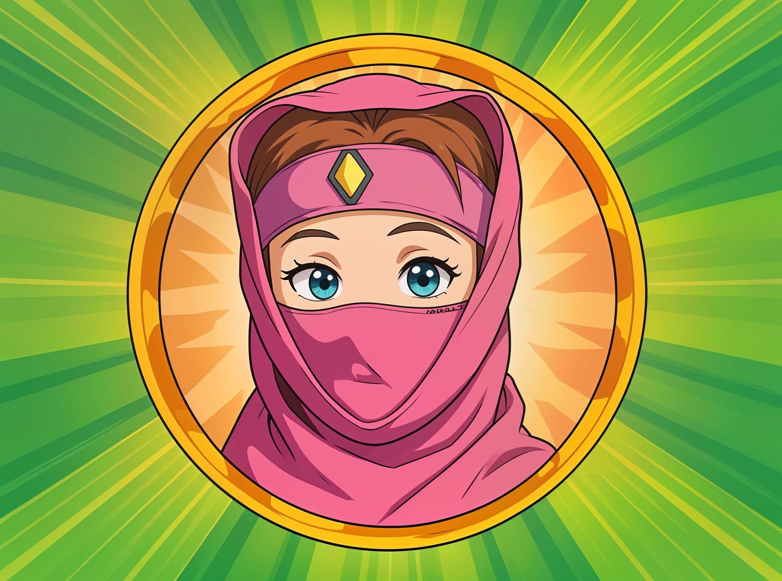 Pink Ninja Katherine Hillard in Studio Ghibli Style