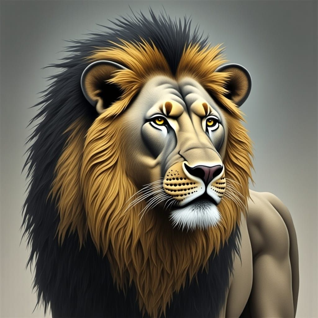 Regal Lion with Dark Mottling and Luxurious Mane