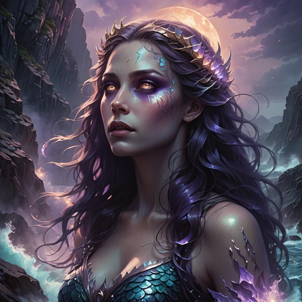 Ethereal Siren Singing in Dark Fantasy Style