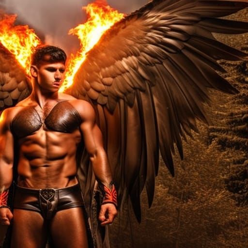 Hyperrealistic Devil Boy with Wings and Flames