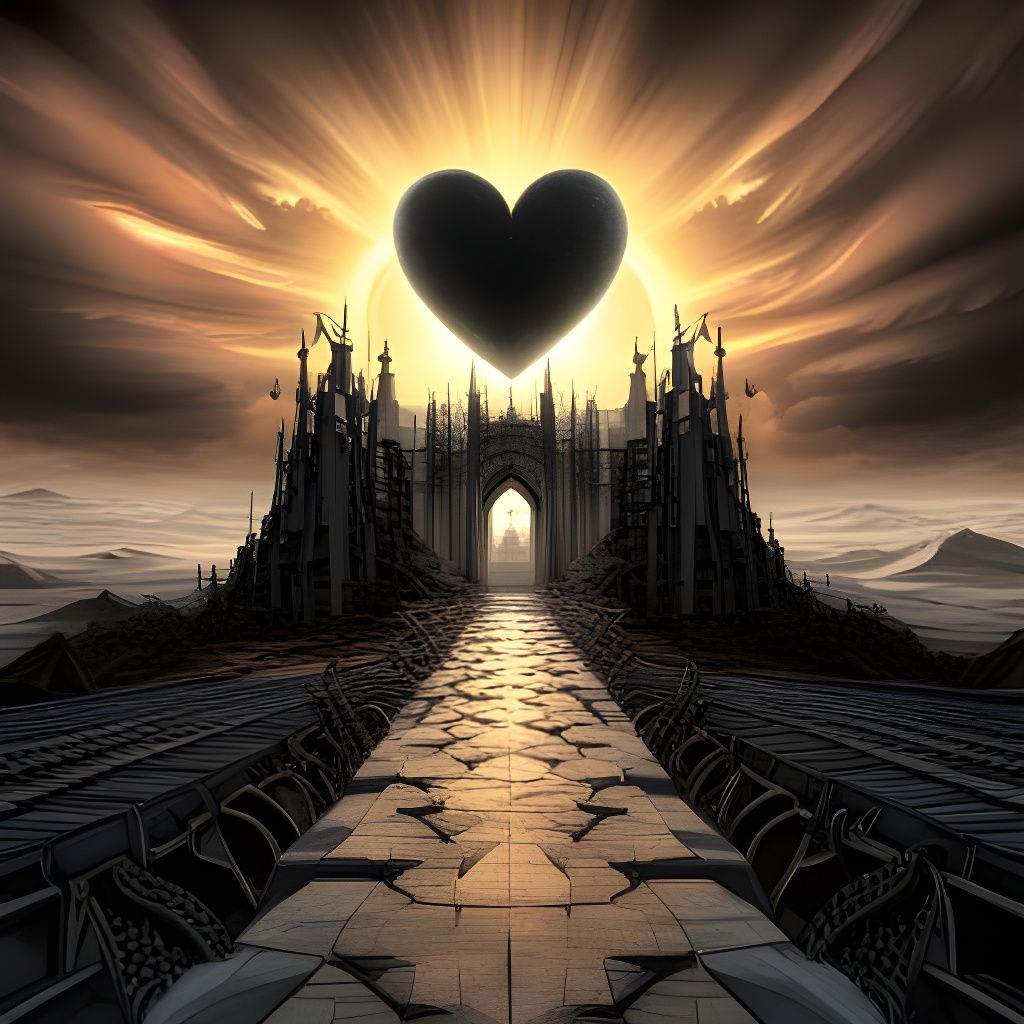 Ethereal Midnight Landscape with Shattered Sun