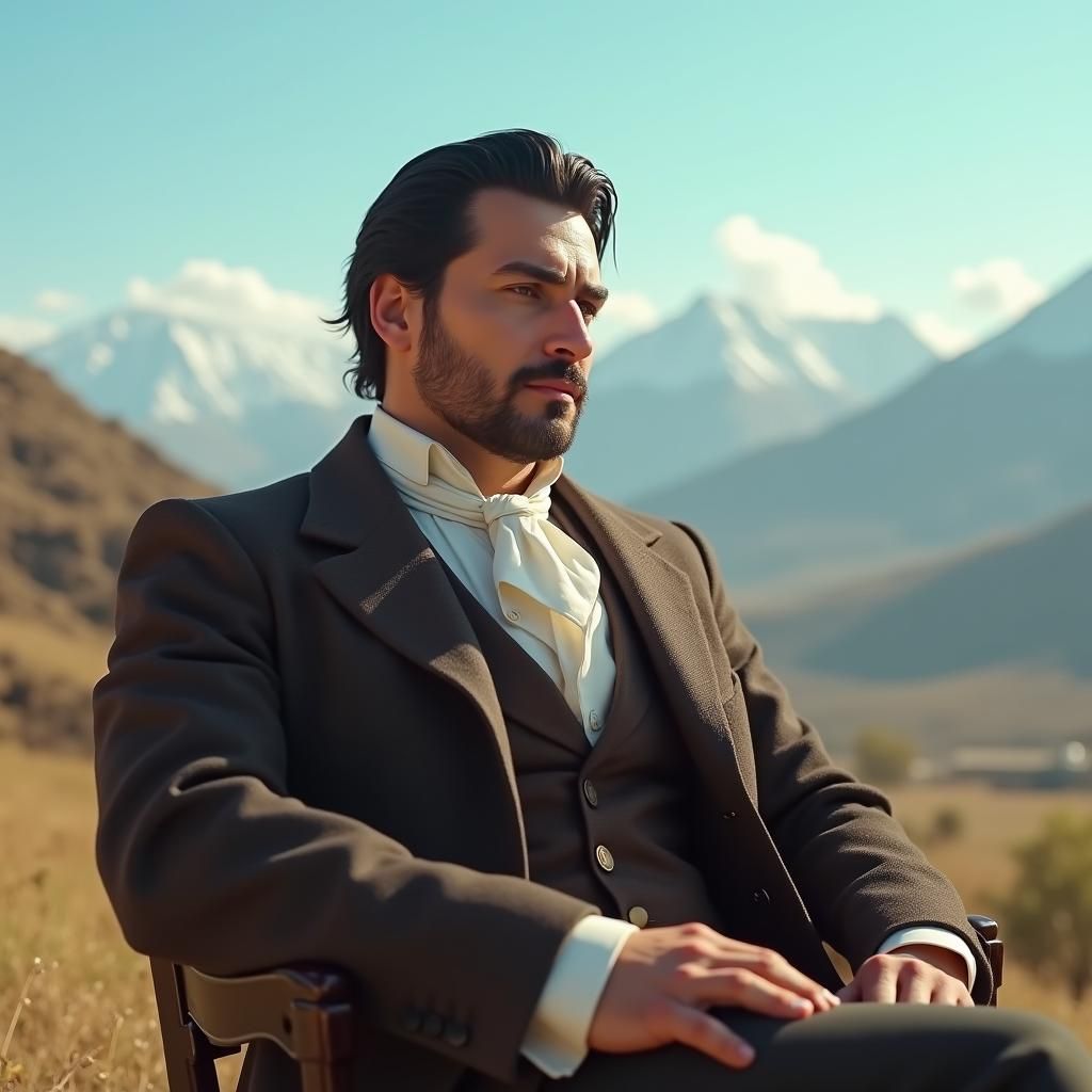 Chilean Gentleman in Andean Landscape, Art Nouveau Style