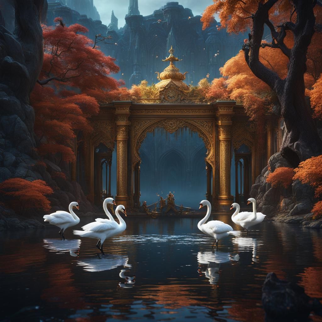 Cats Perform Swan Lake in Detailed Painting