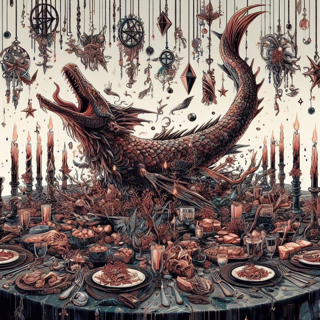 Massive Witchy Feast with Roasted Sea Serpent