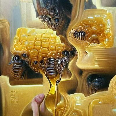 Honeycomb Hive Mind in Oil Painting Style