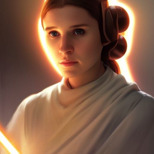 Princess Leia Pixar Portrait with Lightsaber