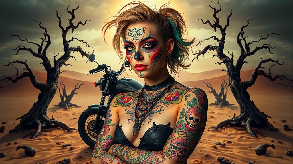 Fantasy Punk Rocker in Post-Apocalyptic Sandstorm