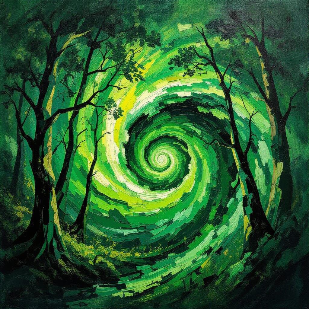 Vibrant Forest Vortex in Expressionist Style