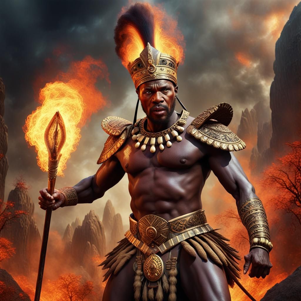 Shaka Zulu Ablaze: An Iconic Matte Painting