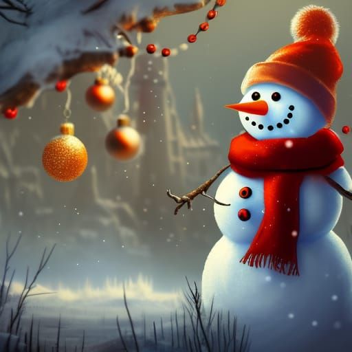 Christmas Snowman with Fantastical Magic, 8K