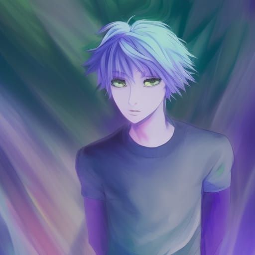 Anime-Style Portrait of a Teen with Purple Skin