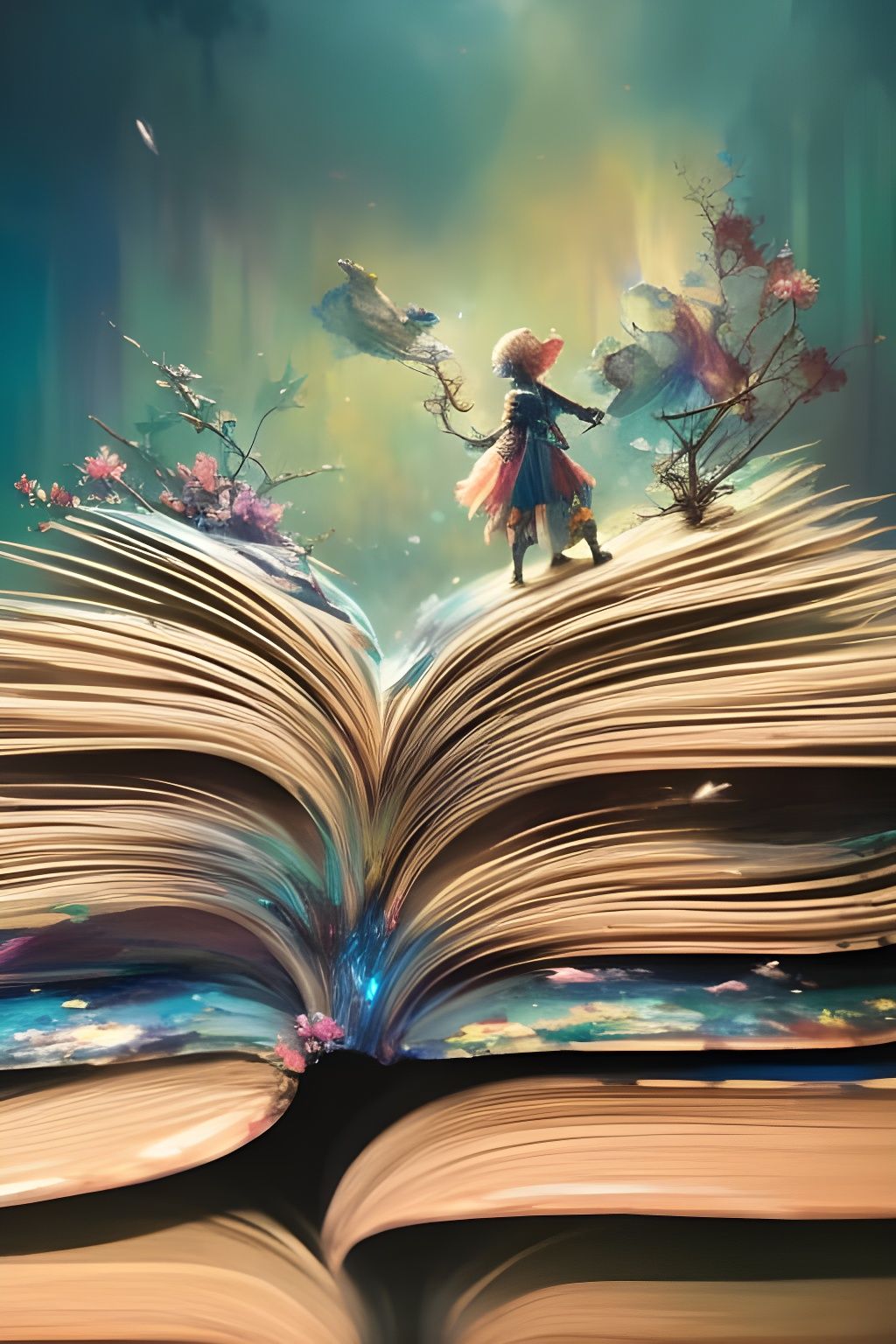 Wizard Emerges from Shabby Books: Watercolor Illustration