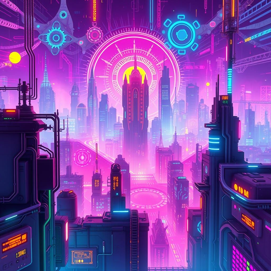 Neon Dreams in a Futuristic Metropolis