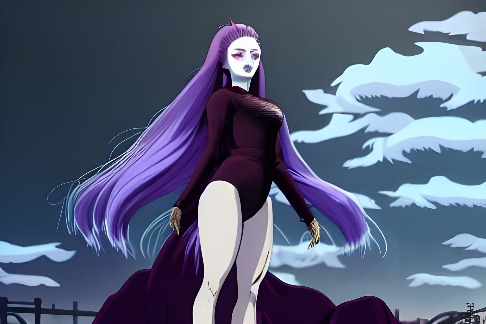 Vampire Queen in Anime Style with Silver Hair