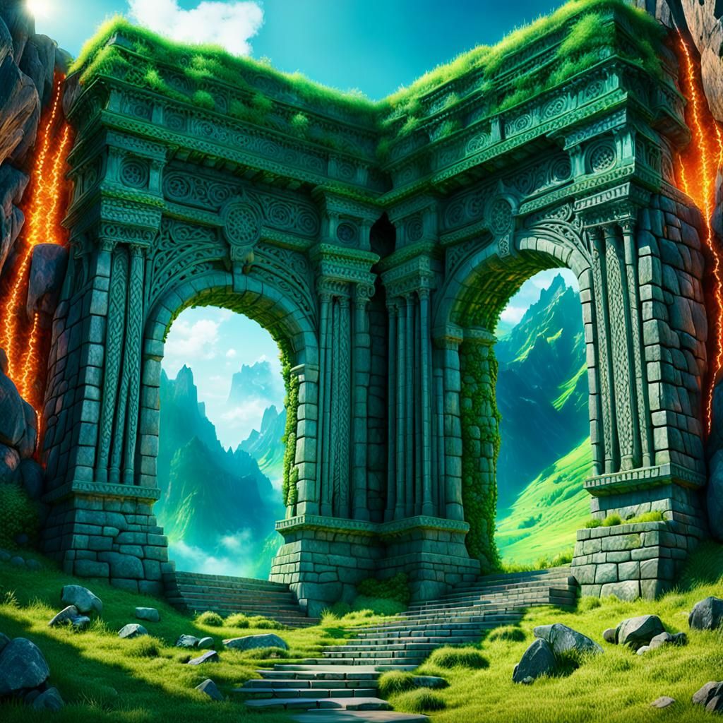 Mountainside Portals to Paradise and Hell