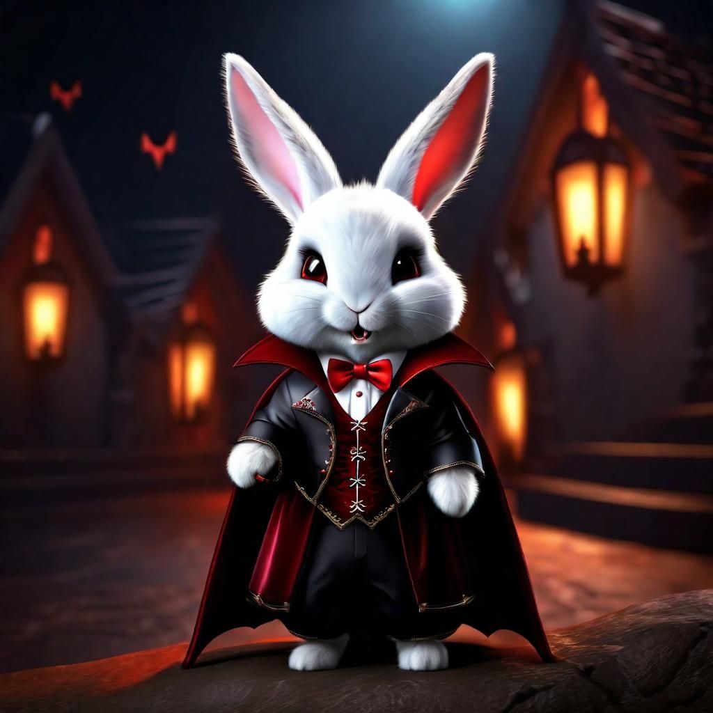 Cute Vampire Rabbit on Halloween Night