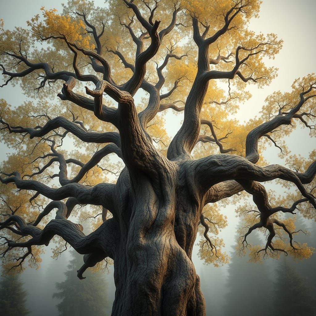 Wise Old Tree Portrait in Classic Style