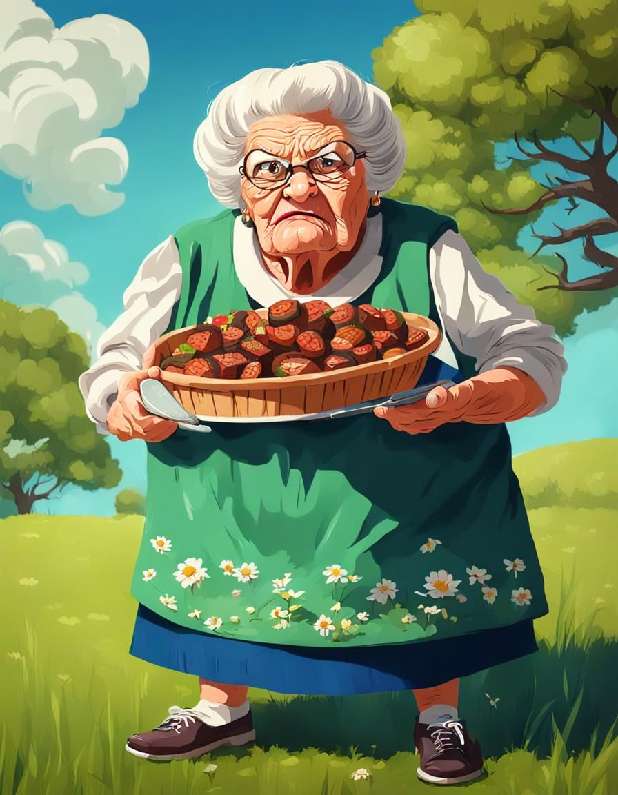 Angry Old Woman with a Fierce Look