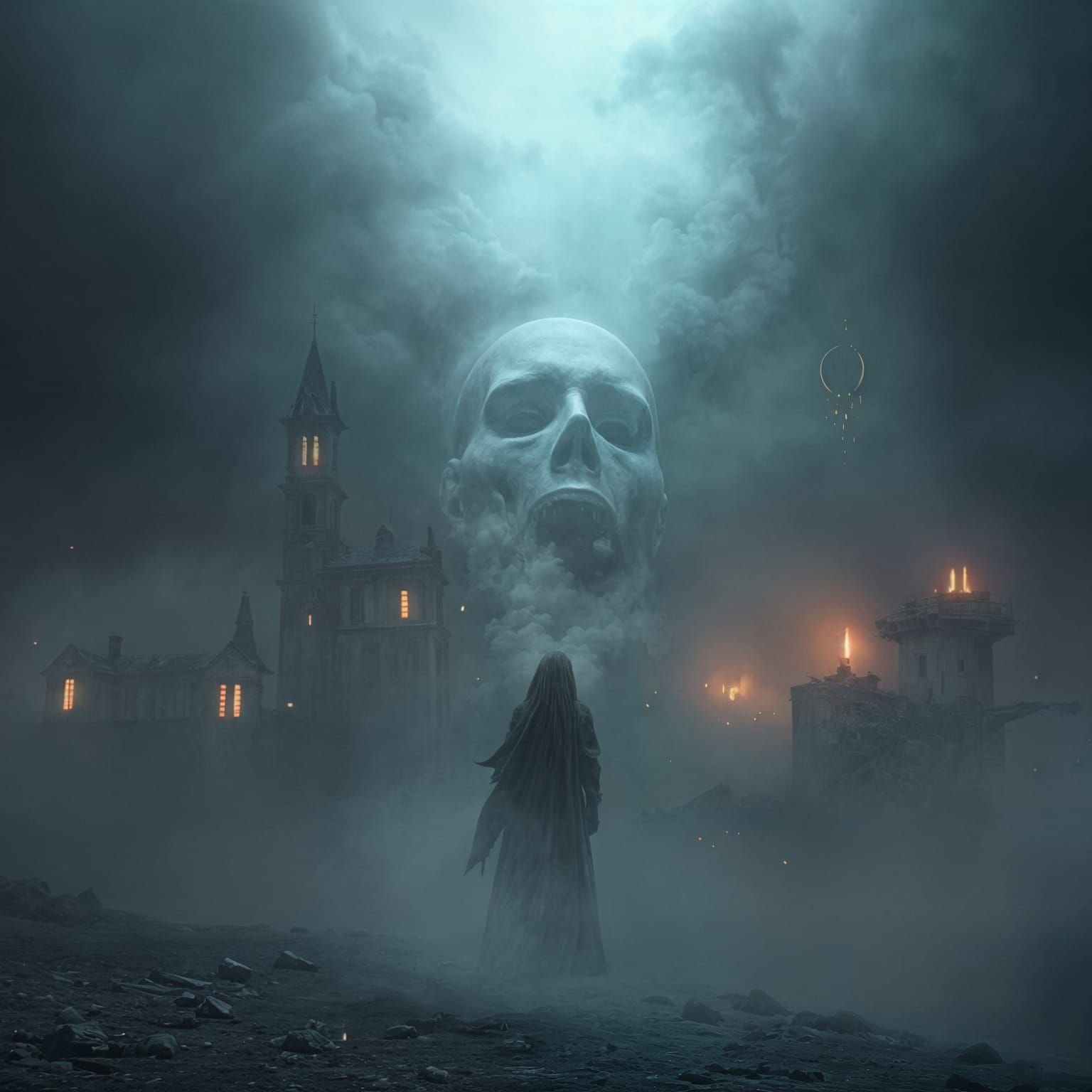 Surreal War Nightmare: Haunting Depiction of Desolation