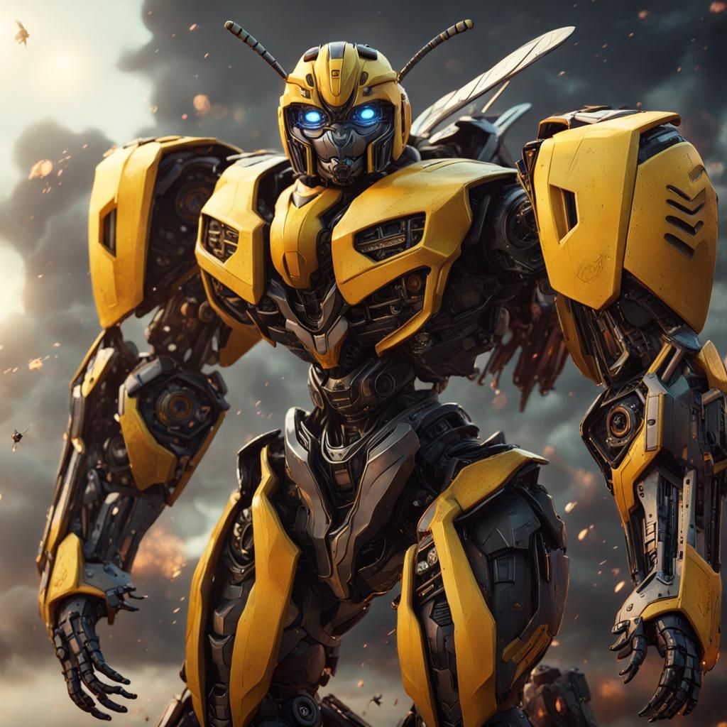 Bumblebee Transformer as a Bumblebee in Gouache Style